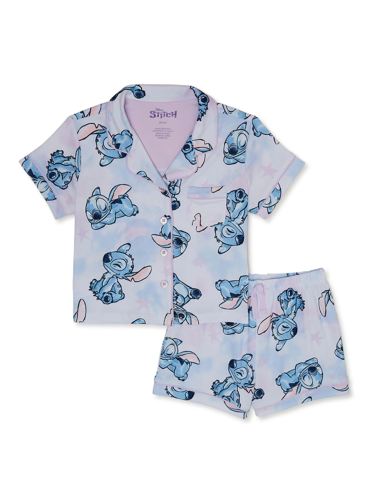 Lilo & Stitch Girls Short Sleeve and Short Pajama Set, 2-Piece, Sizes 4-12 - Walmart.com | Walmart (US)