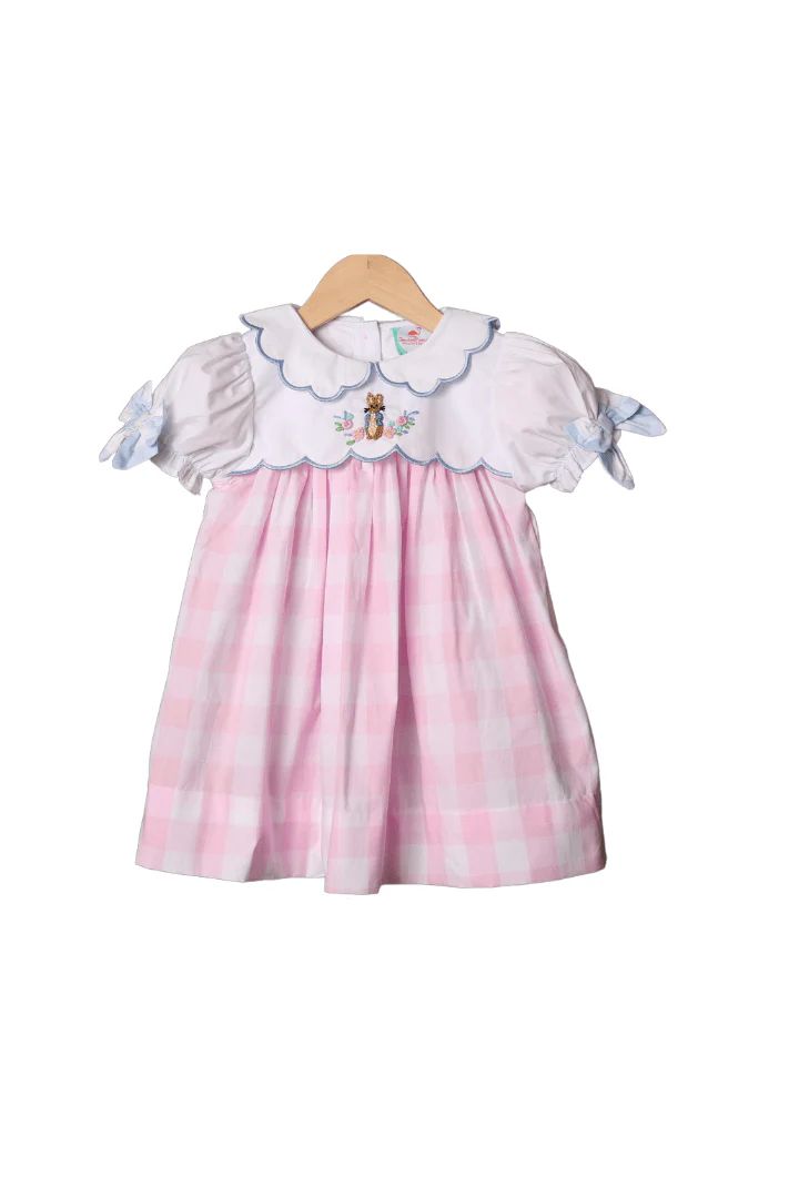 French Knot Peter Rabbit Gingham Dress | The Smocked Flamingo