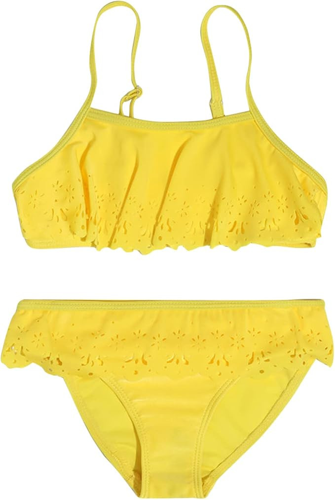 Toddler Girl 2 Piece Swimsuit Sport Soild High Waist Bikini Set Swimwear Bathing Suit Toddler (Ye... | Amazon (US)
