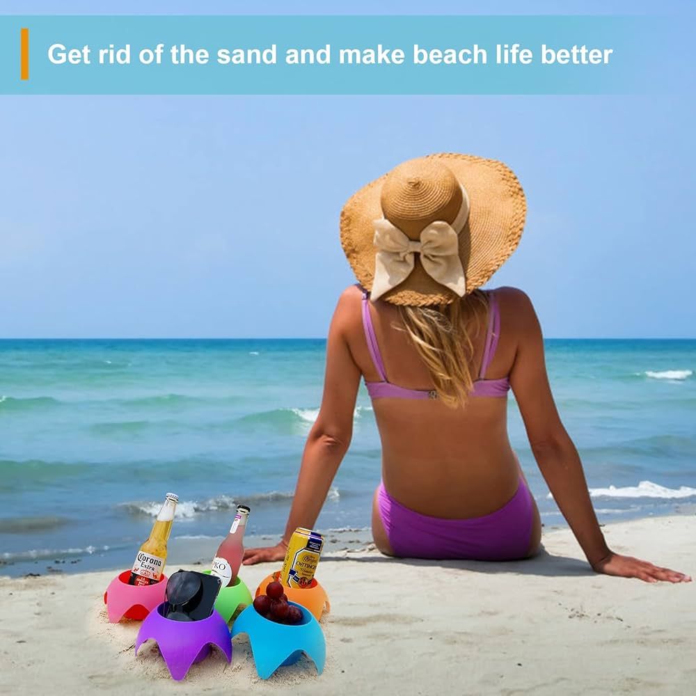 Beach Accessories for Vacation,Beach Gear Beach Cup Holders Beach Supplies Beach Trip Must Haves ... | Amazon (US)