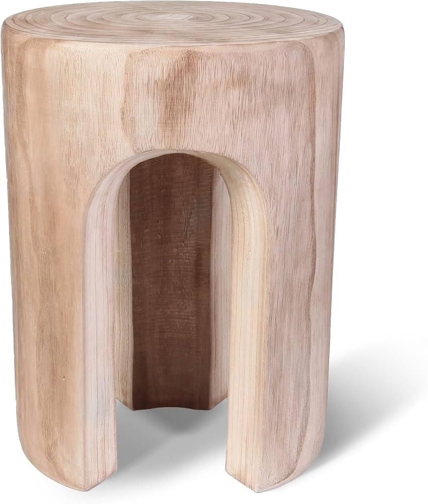 Athaliah Wood Side Table Stump End Table,17.8”H Rustic Wood Stump Side Table Stool,Wooden Round... | Amazon (US)