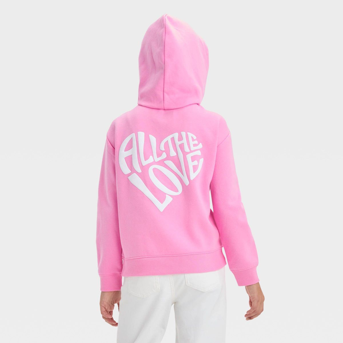 Kids' 'All The Love' Fleece Hoodie - Cat & Jack™ Light Pink | Target