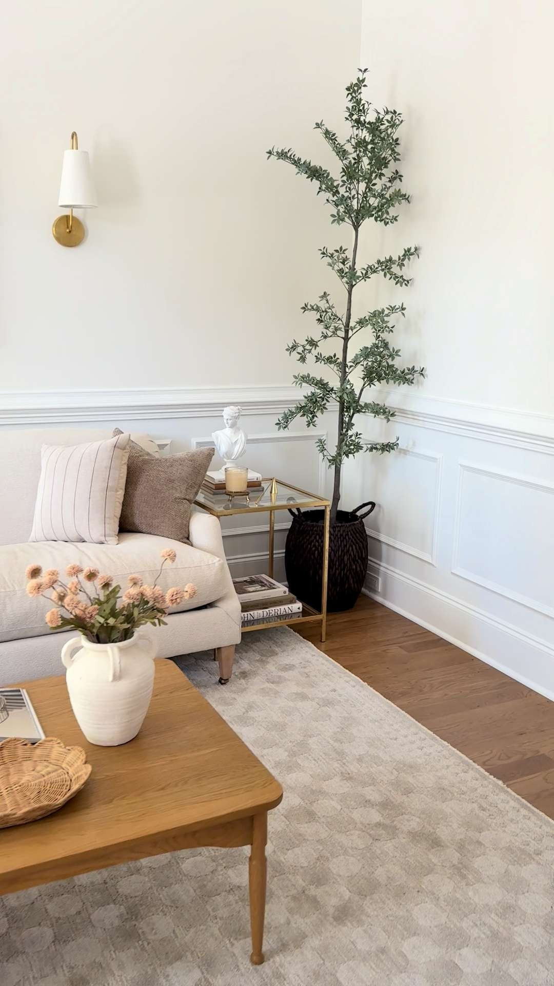 A few quick updates made this little corner feel so much cozier! This gold + glass side table is under $90! I used a Home Depot basket for the faux tree—love the texture it adds.

#partner the @HomeDepot #TheHomeDepot 

 

#LTKFindsUnder100 #LTKStyleTip #LTKSaleAlert