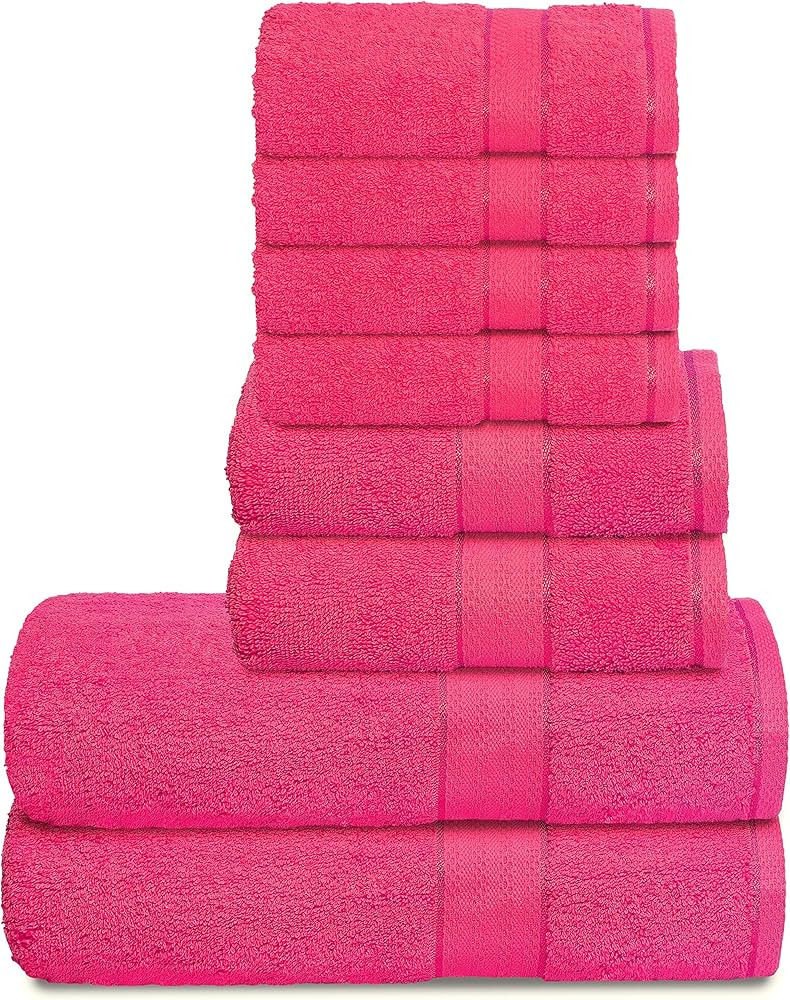 GLAMBURG 700 GSM Premium 8-Piece Towel Set - Contains 2 Bath Towels 30x54, 2 Hand Towels 16x28, 4... | Amazon (US)