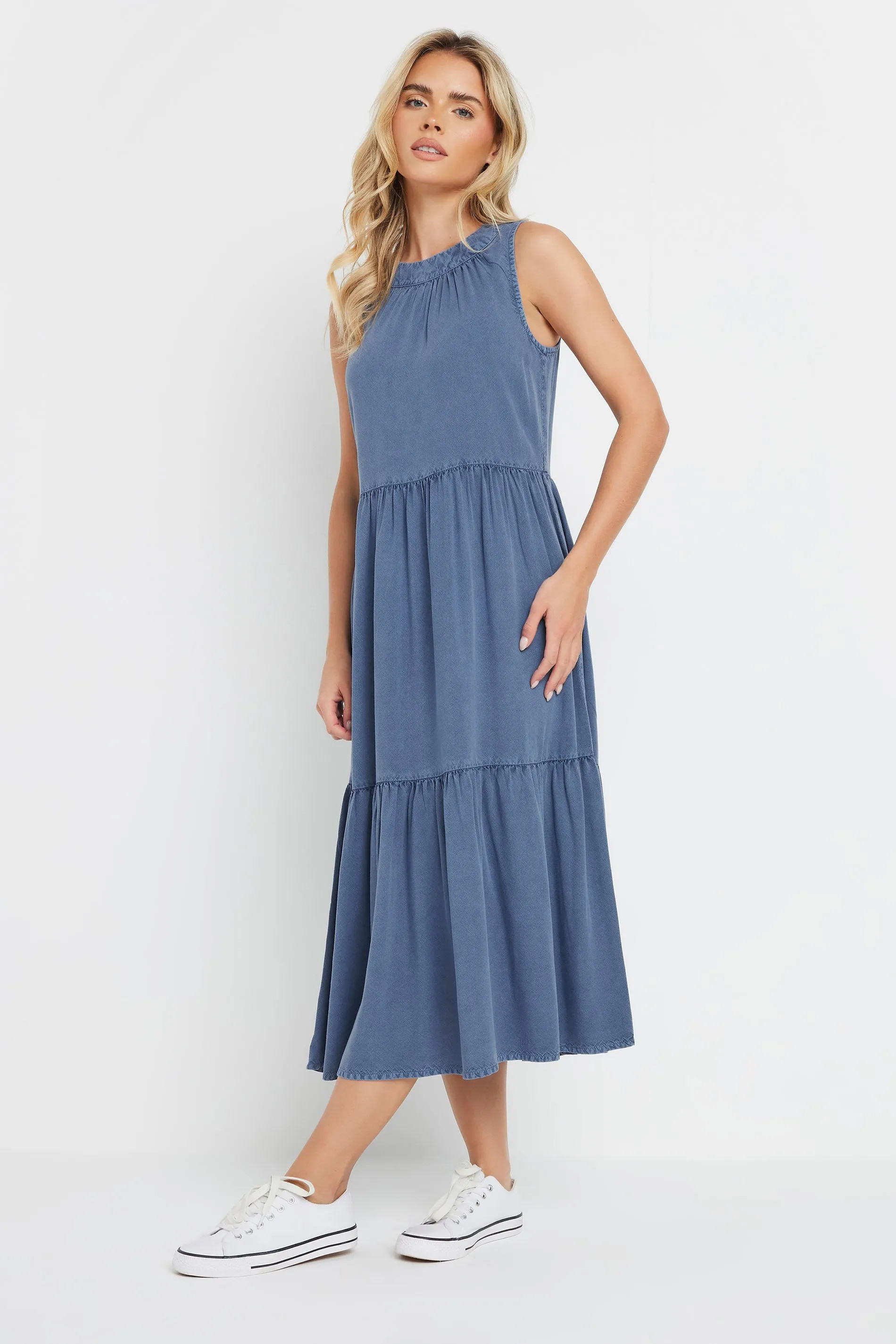 Blue M&Co Petite Tiered Midaxi Dress | Debenhams | Debenhams UK