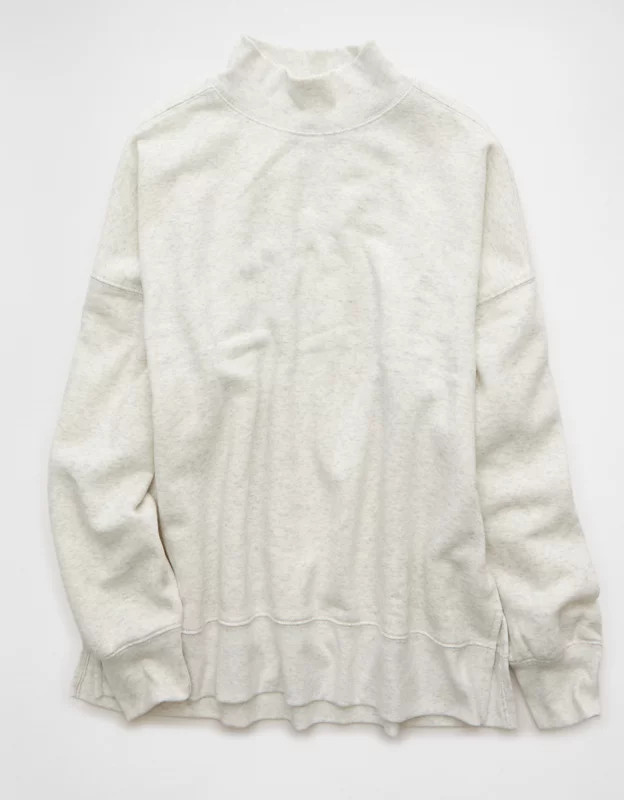 AE Everyday Luxe Oversized Mock Neck Sweatshirt | American Eagle Outfitters (US & CA)