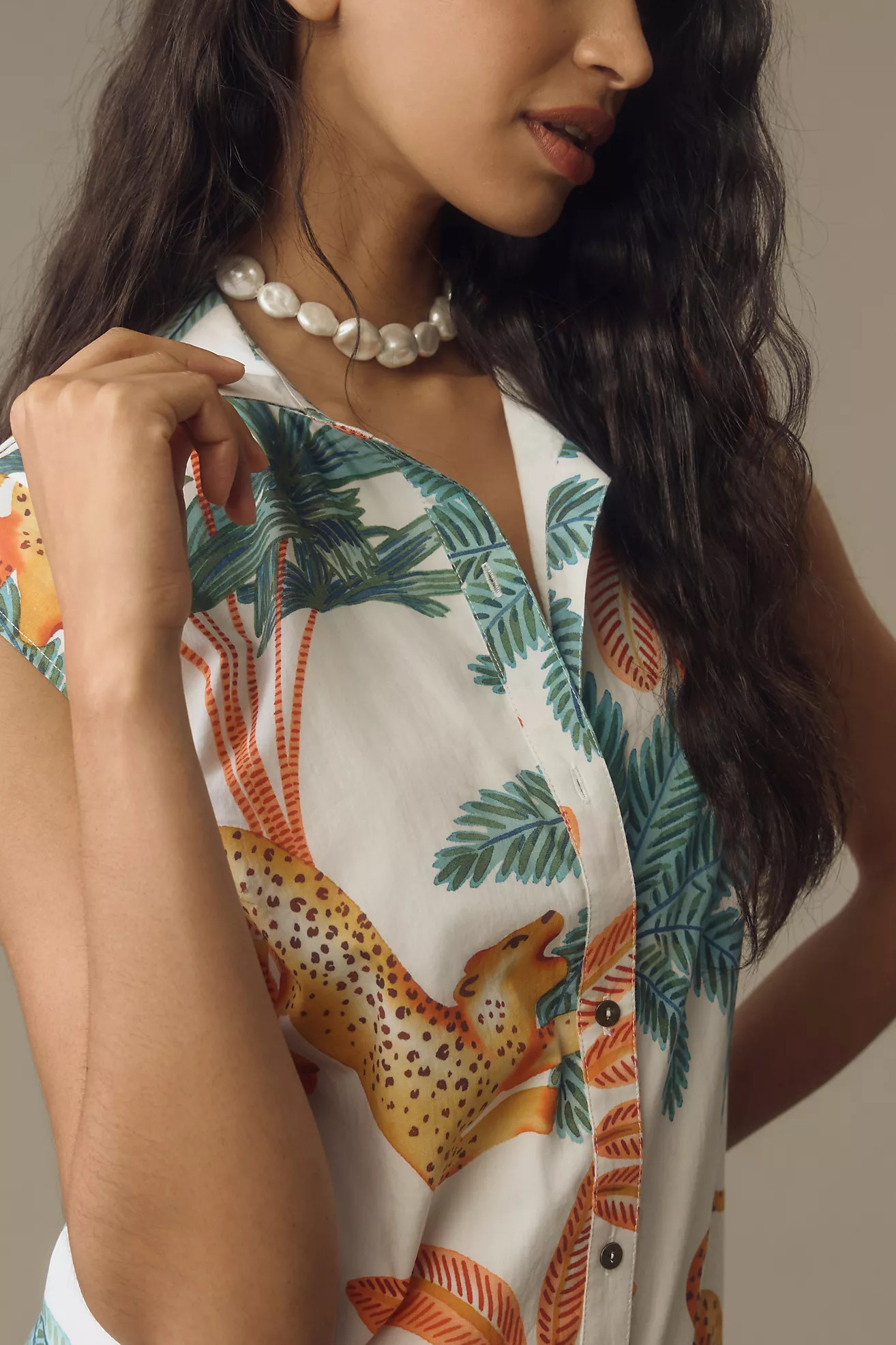 Maeve Cap-Sleeve Button-Front Midi Dress | Anthropologie (US)