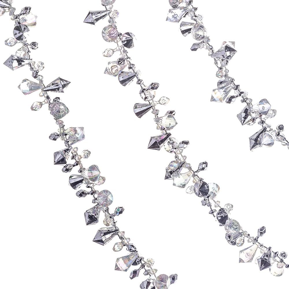Klikel Iridescent Silver Large Twinkle Ice Double Twist Bead Garland, Set of 2 Each 10 Feet | Amazon (US)
