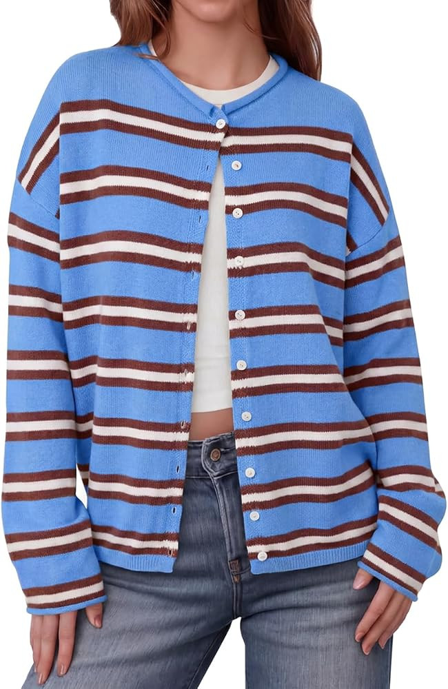 Saodimallsu Womens Button Up Long Sleeve Lightweight Knit Cardigan | Amazon (US)