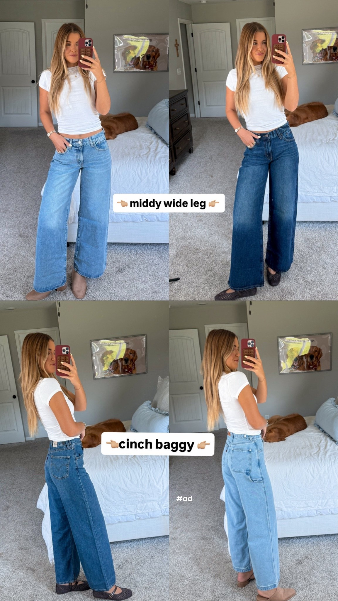 #ad No gap denim! Sizing below: (im 5’10 for height ref):
Carpenter Cinch Baggy Jeans/ Wash: Summer Job/ Size 26
Cinch Baggy Jeans/ Wash: Chasing Dreams/ Size 26
Middy Wide Leg Pants/Wash: Medium Wash/ Size 27
Middy Pants Wide Leg/Wash: Midnight Charm Dark Blue Denim/ Size 26
@levis @target #targetpartner #liveinlevis

#LTKgrwm #LTKootd #LTKTall