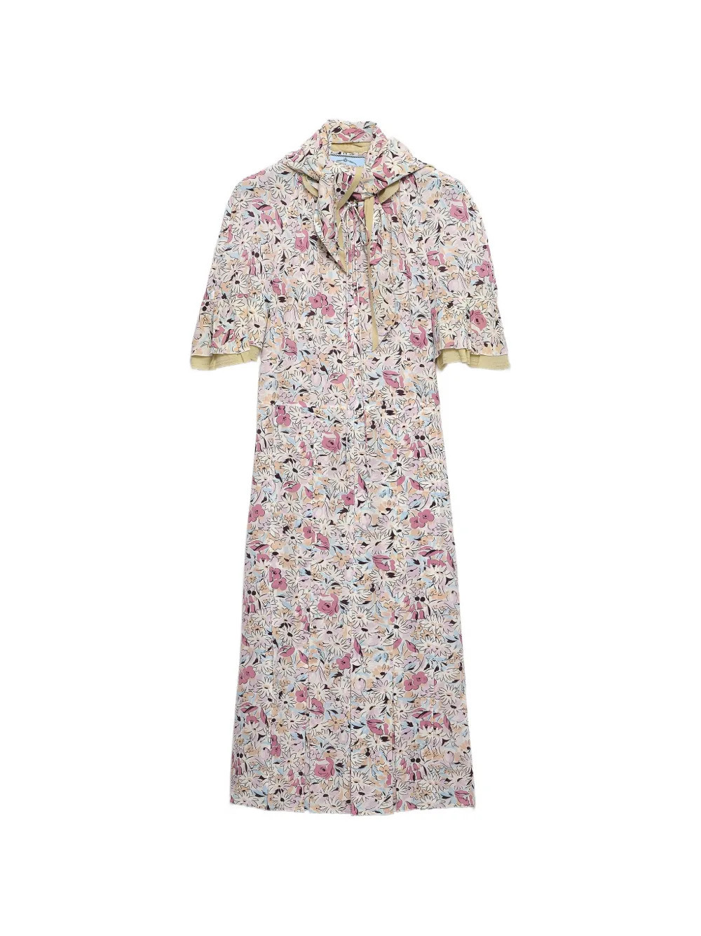 Prada floral-print georgette dress - Neutrals | Farfetch Global