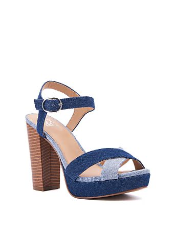 colorblock denim platform heel | New York & Company