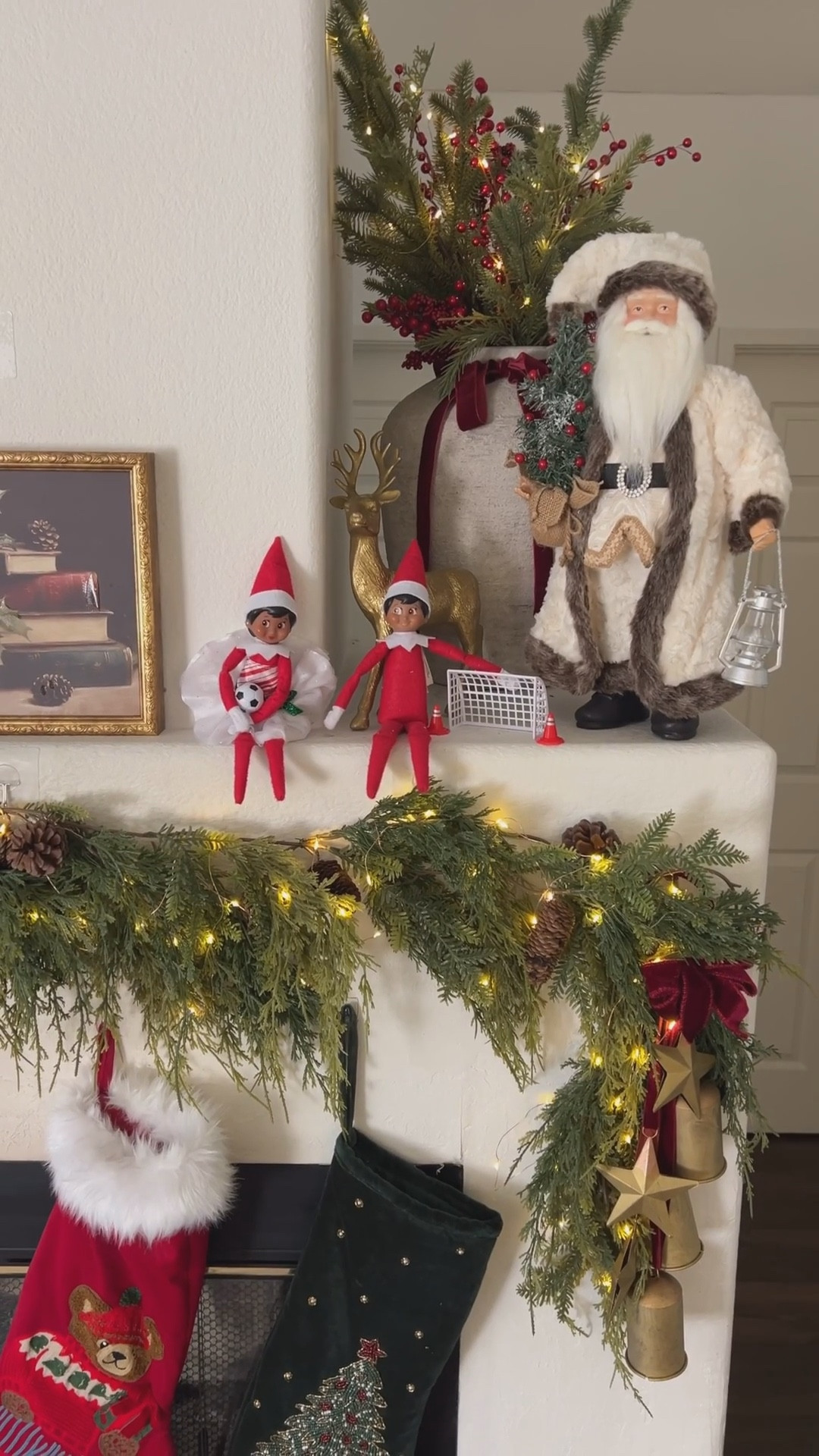 Elf on the Shelf idea and Traditional Christmas Decor on the mantel

#LTKSeasonal #LTKHoliday #LTKHome