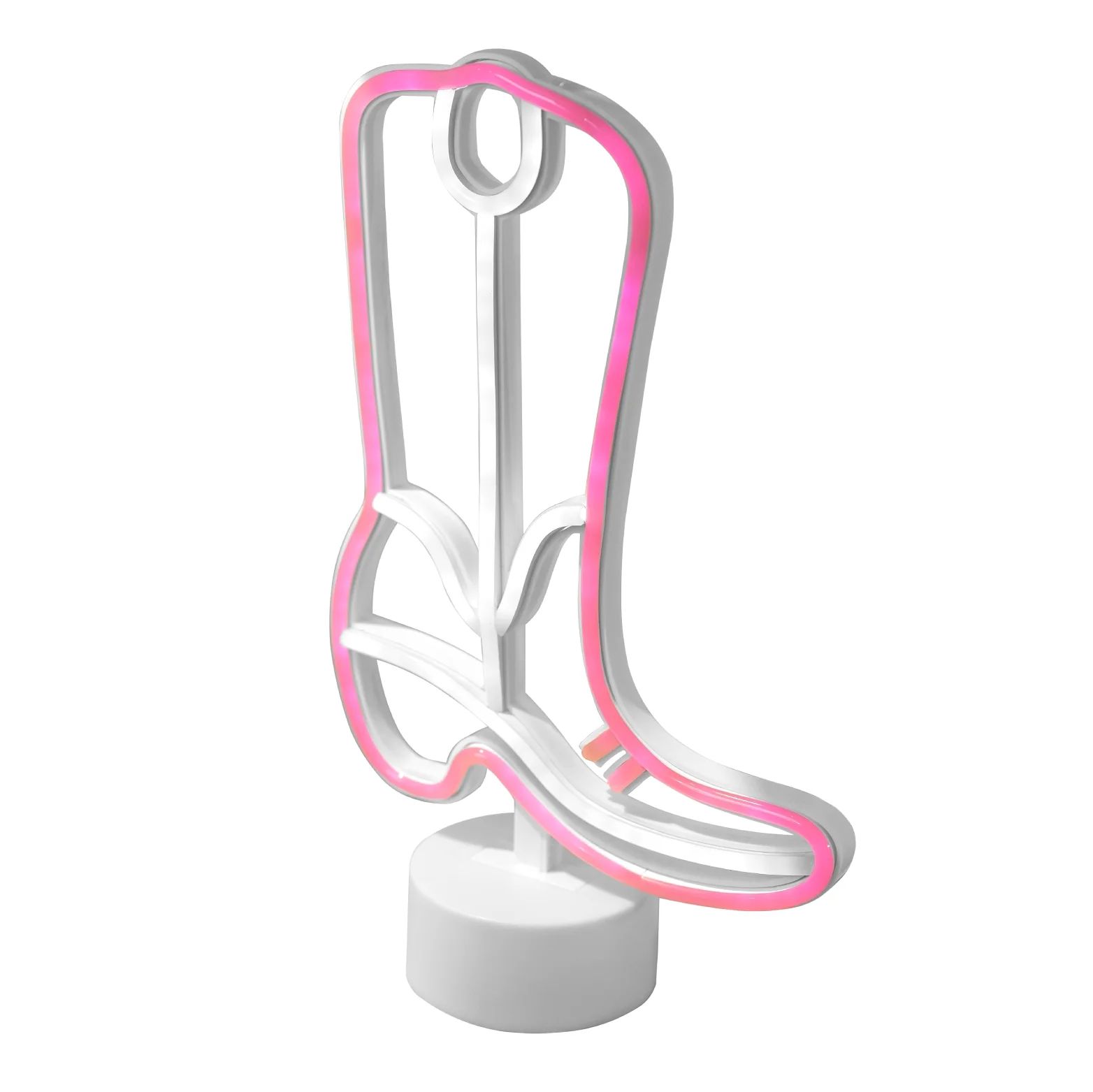 Urban Shop 12" H Cowboy Boot LED Neon Table Light, Pink and White - Walmart.com | Walmart (US)