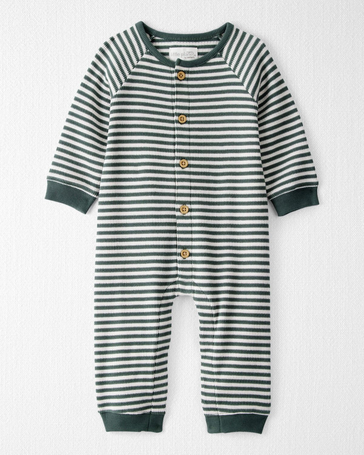 Baby Organic Cotton Waffle Knit Jumpsuit in Stripes | Carter's Inc