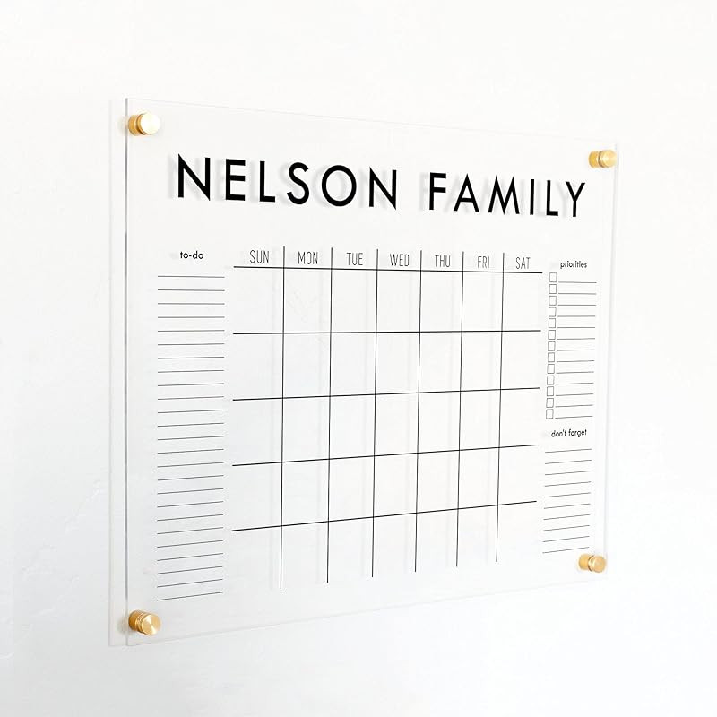 Large Acrylic Calendar, Dry Erase Monthly Acrylic Calendar, Dry Erase Wall Calendar | Amazon (US)