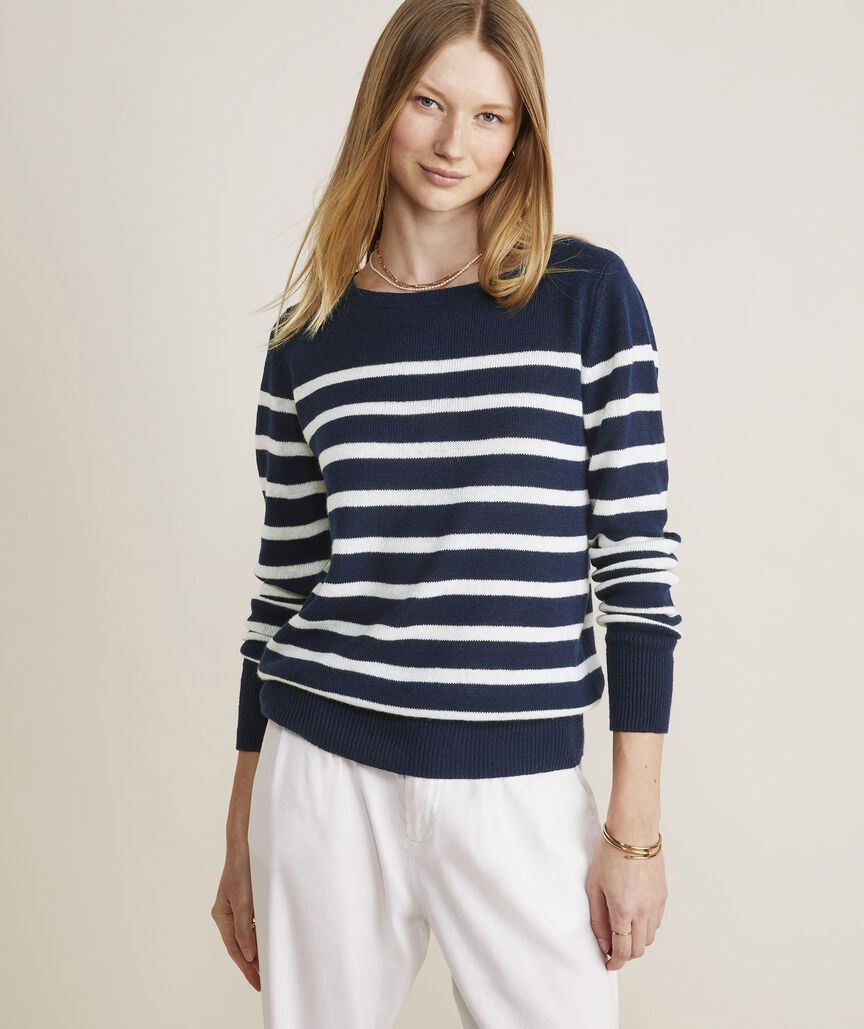 Linen Cashmere Striped Boatneck Sweater | vineyard vines