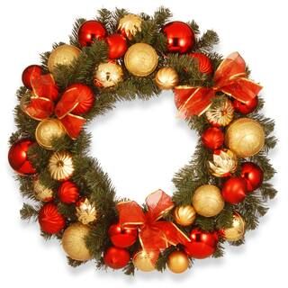 30" Gold & Red Mixed Ornament Wreath | Michaels Stores
