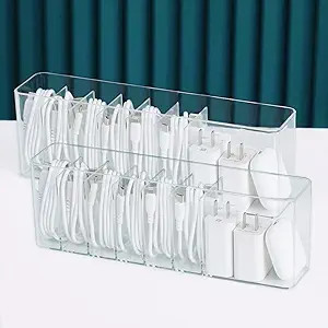 Charger Cable Cord Storage Organizer - Easy Storage Without Cable Ties - Desk Drawer Accessories ... | Amazon (US)