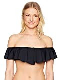 Trina Turk Women's Standard Off Shoulder Ruffle Bandeau Bikini Swimsuit Top, Black/Key Solids, 8 | Amazon (US)