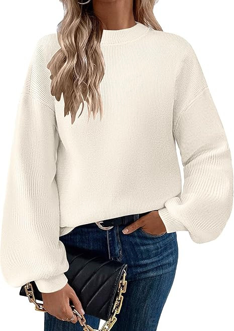 Zeagoo Sweaters for Women 2024 Fashion Trendy Long Sleeve Turtleneck Pullover Lantern Knit Sweate... | Amazon (US)