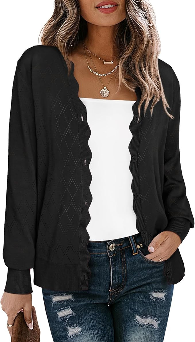 LILBETTER Women's Button Down Cardigan Long Sleeve Short Sleeve Casual V-Neck Soft Knit Lightweig... | Amazon (US)