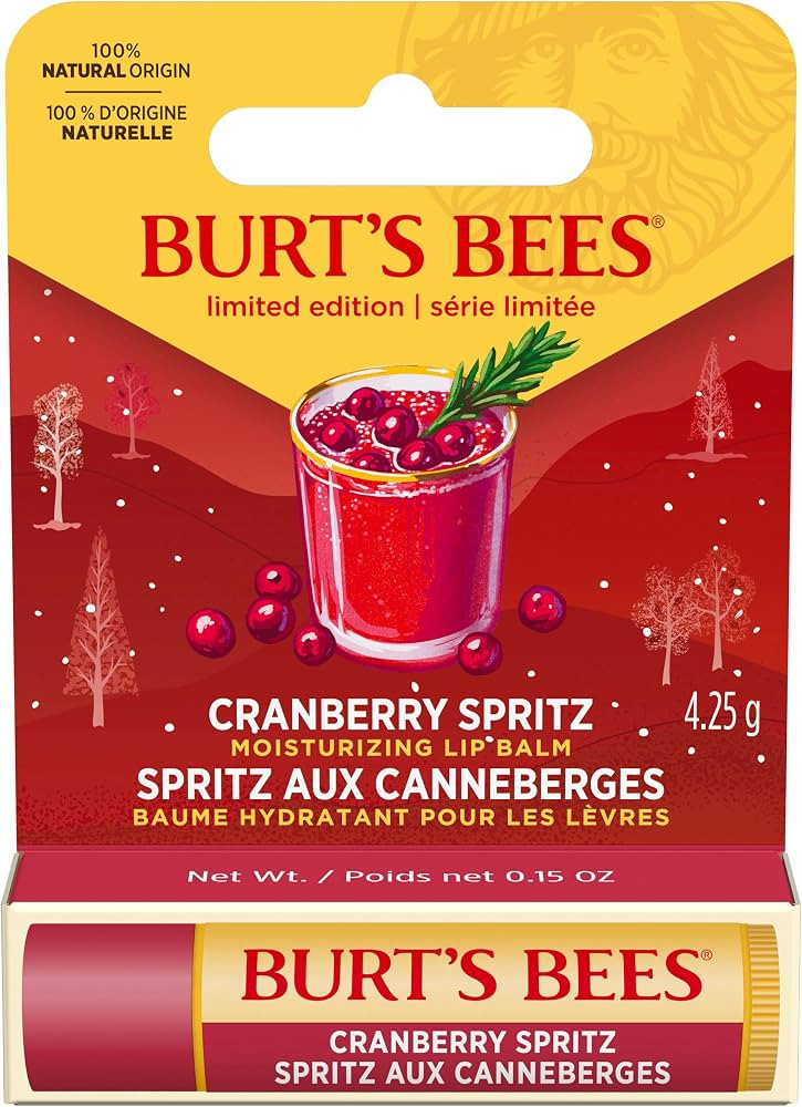 Burt’s Bees Moisturizing Lip Balm, 100% Natural Origin, Cranberry Spritz, 1 Tube in Blister Box... | Amazon (CA)