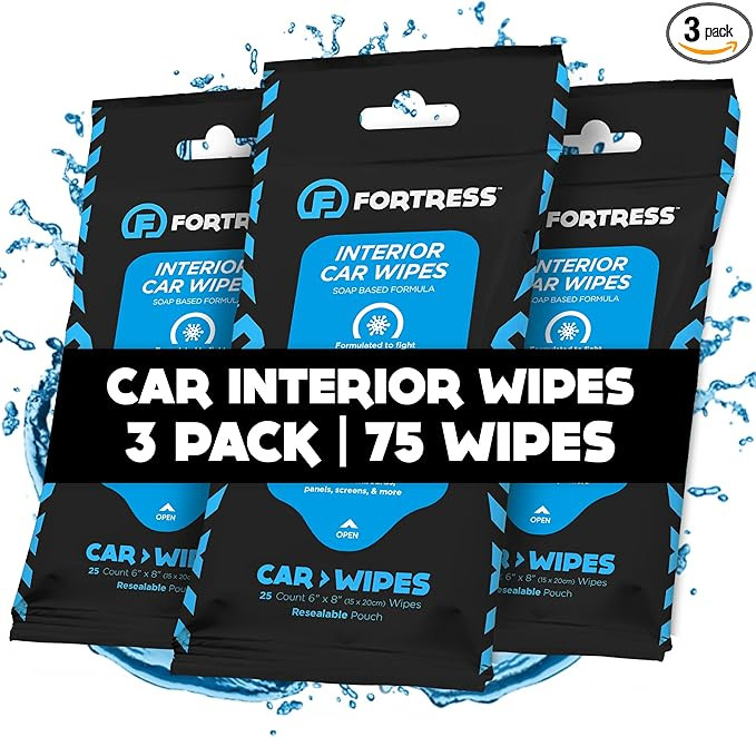 Fortress Car Interior Wipes (25 ct, Pack of 3) for Car Interior Cleaning, Dashboard, Seats, Detai... | Amazon (US)