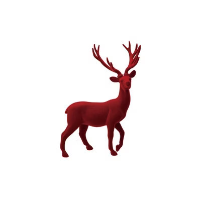 Storied Home Flocked Resin Standing Deer Decor, Burgundy Color | Target