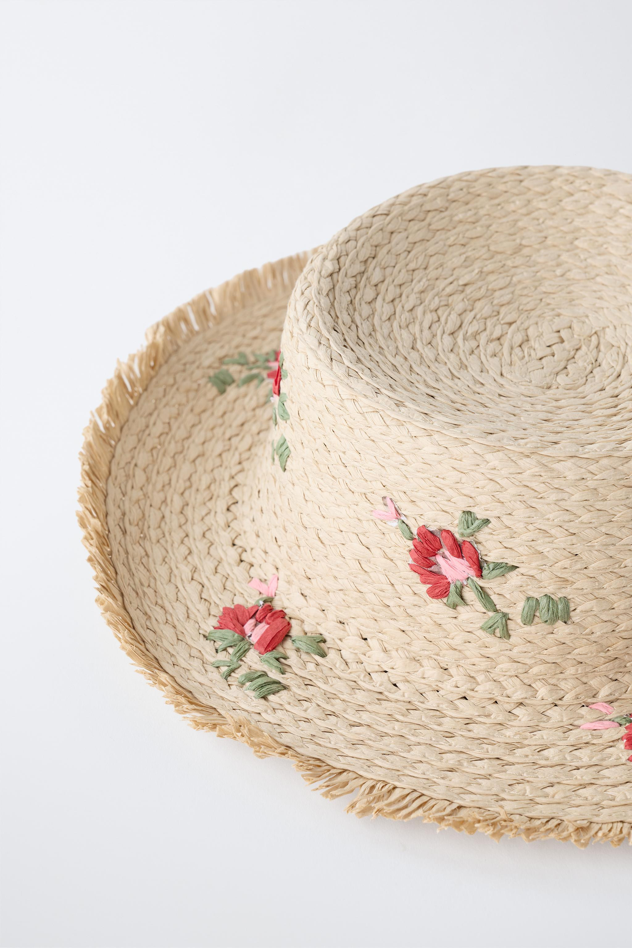 EMBROIDERED FLOWER STRAW HAT | Zara UK