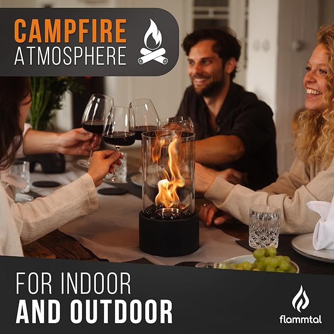 Flammtal Tabletop Fire Pit [4h Burning Time] - Indoor & Outdoor - Ethanol Table Top Fire Bowl wit... | Amazon (US)