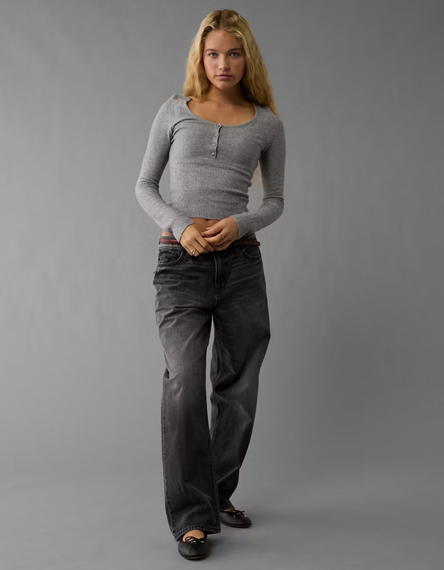 AE Fitted Henley Sweater | American Eagle Outfitters (US & CA)