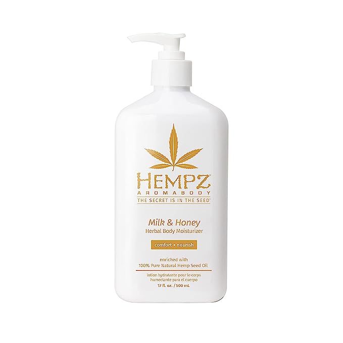 Hempz Milk & Honey Herbal Body Moisturizer with Jojoba Seed, Cocoa Butter, 17 oz. - Fragranced, E... | Amazon (US)