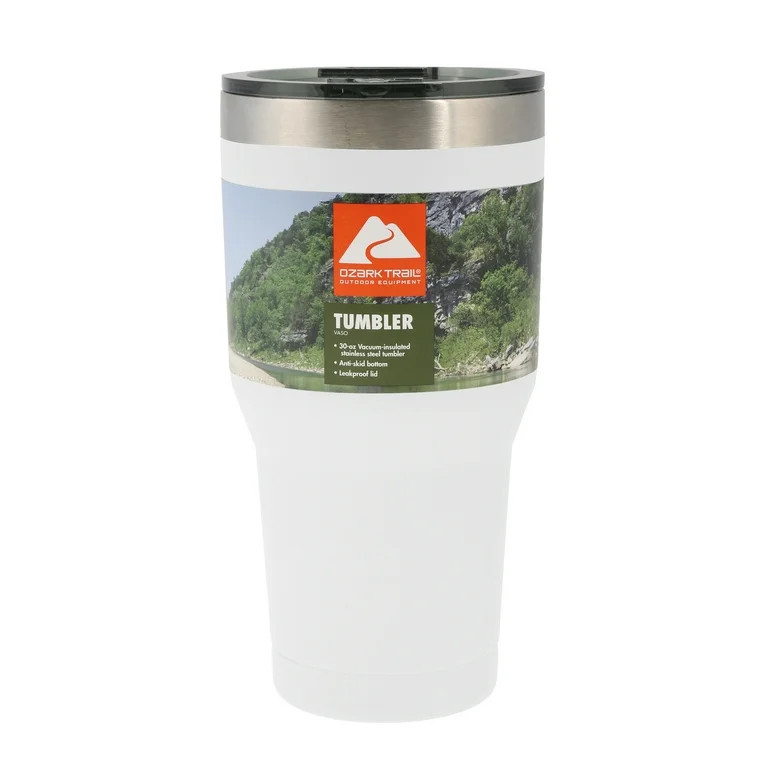 Ozark Trail Double-wall Vacuum-sealed Stainless Steel Tumbler White, 30 oz | Walmart (US)