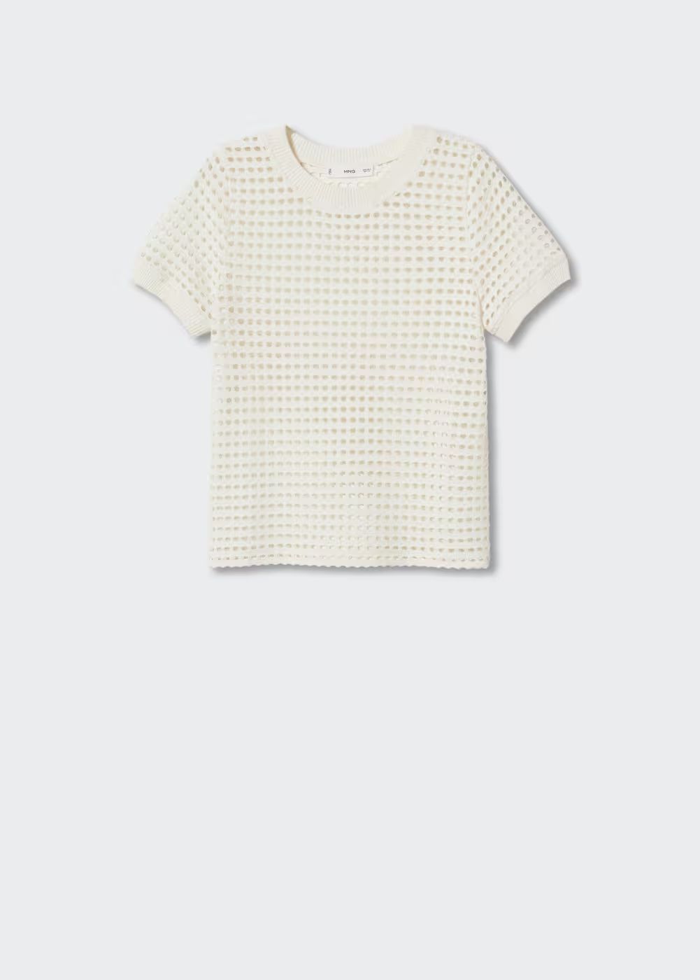 Openwork cotton-blend T-shirt | MANGO (US)