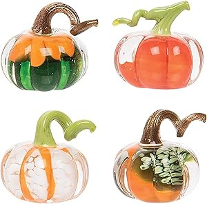 Amazon.com: GALLERIE II Mini Art Glass Pumpkin Patch Set of 4 Blown Glass Fall Harvest Artisan Cr... | Amazon (US)