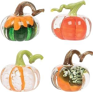 Amazon.com: GALLERIE II Mini Art Glass Pumpkin Patch Set of 4 Blown Glass Fall Harvest Artisan Cr... | Amazon (US)
