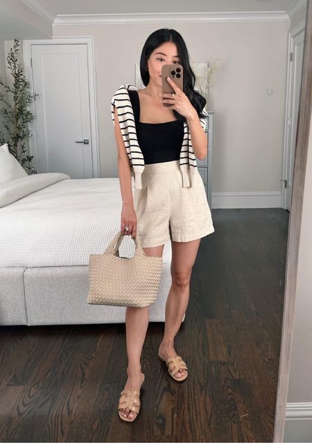 Use code LTK20 for 20% off Madewell.

Spring / summer favorites from last year that are back!

• Reformation tank xs, soft and lightweight great little basic 

• Sezane sweater xxs 

• Madewell linen shorts xxs - relaxed fit, tailored look in the front with elastic stretch waist in the back. Looser fit on me but very comfy 

• Naghedi tote

• Sam Edelman sandals 5.5. These are great and have held up so well over the years. I even get them wet at the splash pad without issues. Neutral color goes with everything 

#petite spring summer outfits 

#LTKxMadewell #LTKSeasonal #LTKfindsunder100
