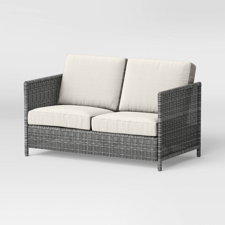 Monroe Motion Wicker Patio Loveseat - Gray - Threshold™ | Target