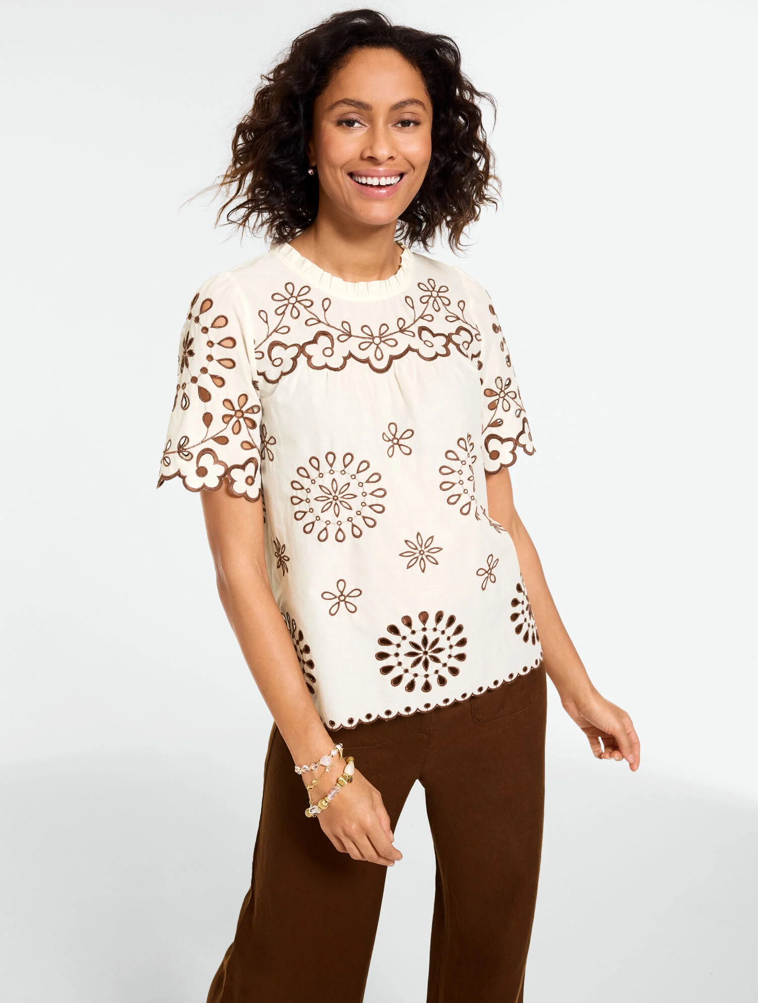Embroidered Voile Top | Talbots