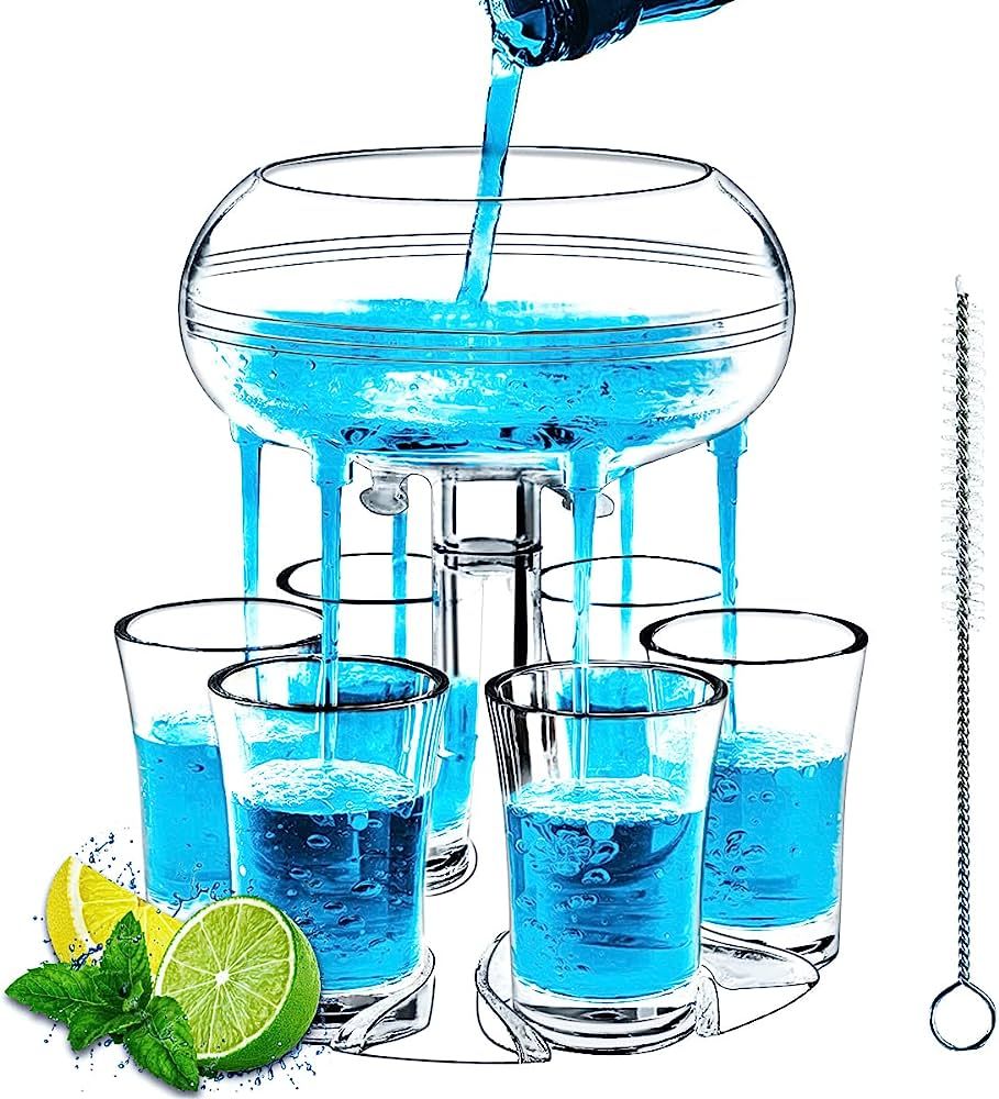 MOKOQI Acrylic Shot Glasses Dispenser, 6 Shot Glass Dispenser and Holder for Liquid Fun Drinking ... | Amazon (US)