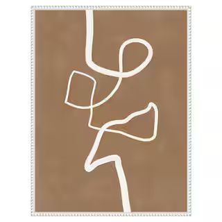 Amanti Art Brown Single Line Artwork by Elena Ristova 1-Piece Floater Frame Giclee Abstract Canva... | The Home Depot