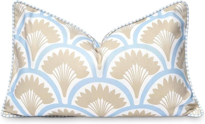 Hofdeco Premium Coastal Patio Indoor Outdoor Lumbar Pillow Cover Only, 12"x20" Water Repellent fo... | Amazon (US)