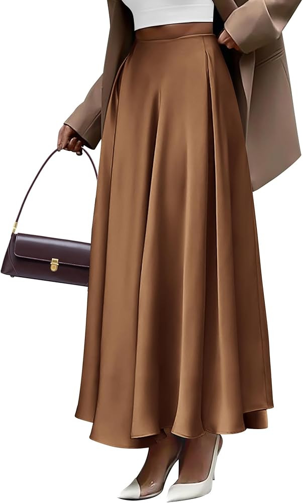 BTFBM High Waisted Skirts for Women Fall Clothes 2025 Elegant Satin Flowy A-Line Cocktail Formal ... | Amazon (US)