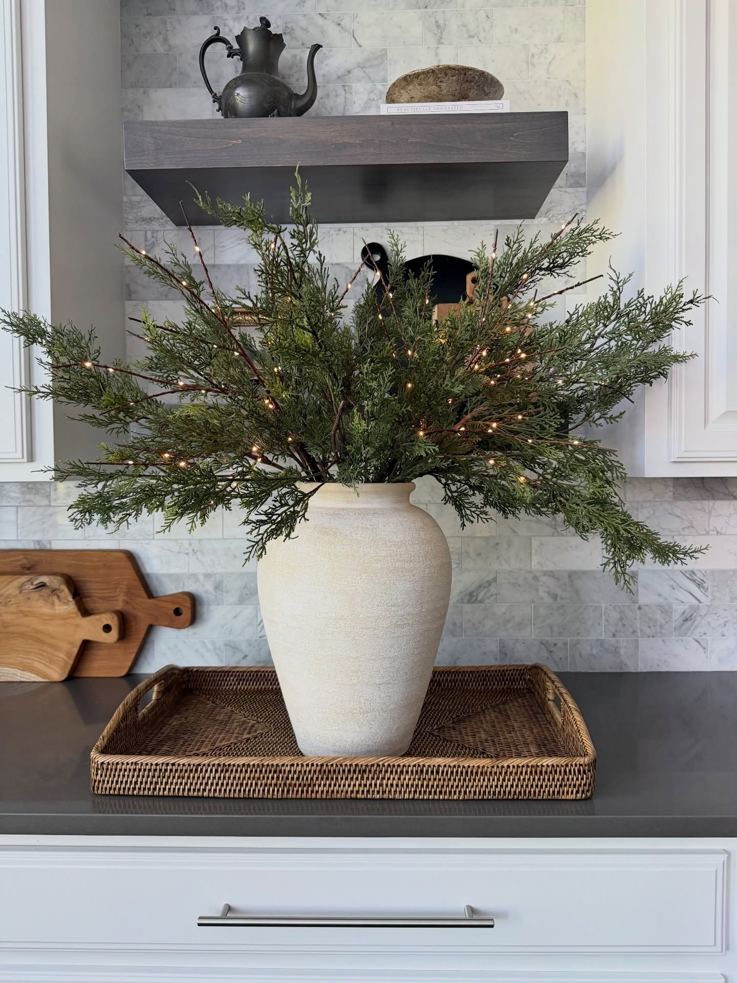 A timeless winter combo: cedar stems + fairy light branches! ✨ 

I keep this exact look out from November through February because it feels cozy, elevated, and so pretty all winter long. I used 6 of the realistic cedar stems and 1 set of the prelit branches. 

faux stems, faux greenery, winter decor, winter centerpiece, holiday table decor, neutral winter decor, Target home finds, Amazon home decor, seasonal centerpiece #targethomedecor #amazonhomedecor

#LTKFindsUnder50 #LTKHoliday #LTKHome