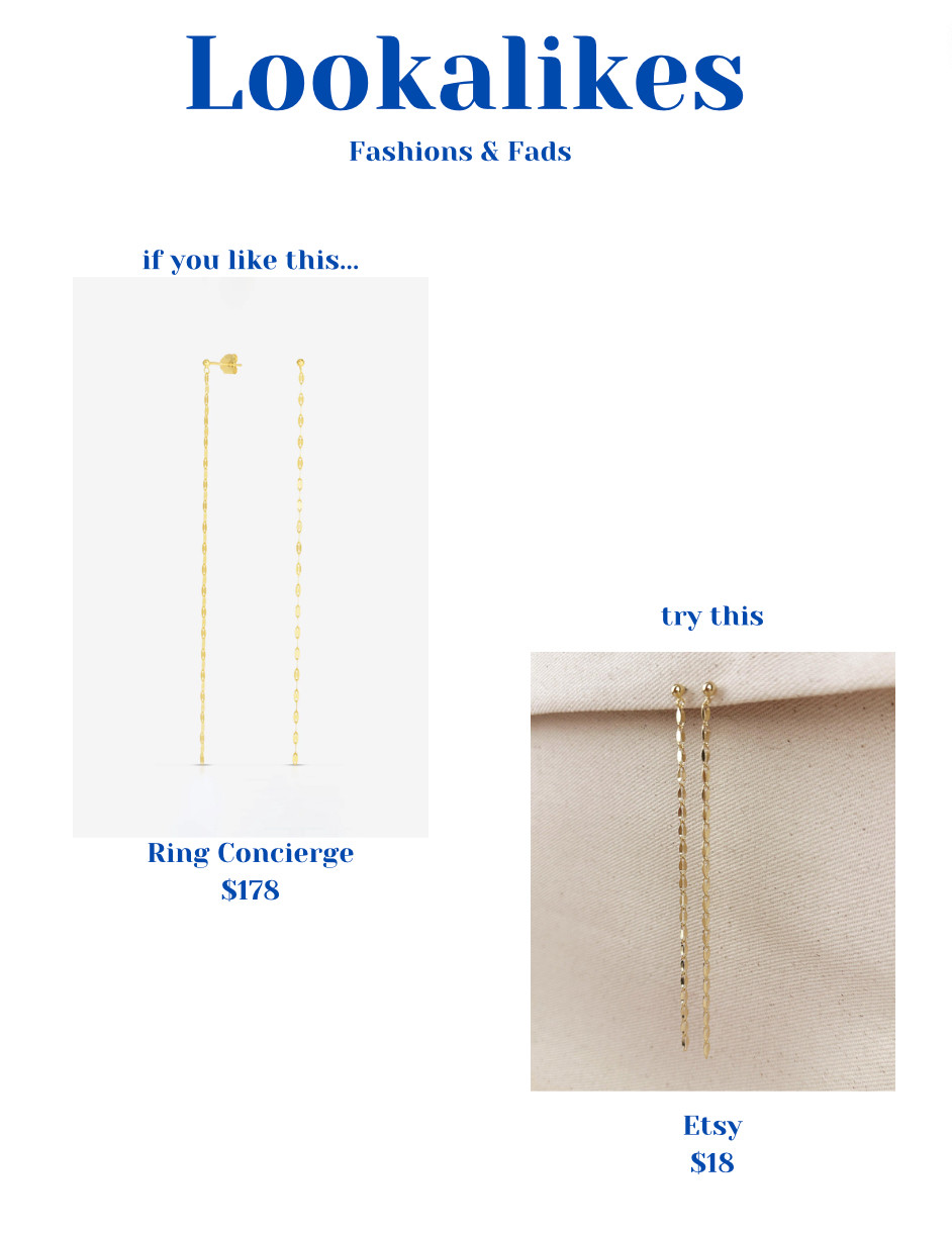 Earring dupes!! Cheaper version is not solid gold, but a great alternative if you are not sold are the style yet


Chain duster earrings
Drop chain earrings
Ring concierge dupe
Ring concierge lookalike
Chain earrings
Gold earrings
Dainty earrings
Minimalist jewelry
Gold jewelry

#LTKFindsUnder50 #LTKStyleTip #LTKGiftGuide