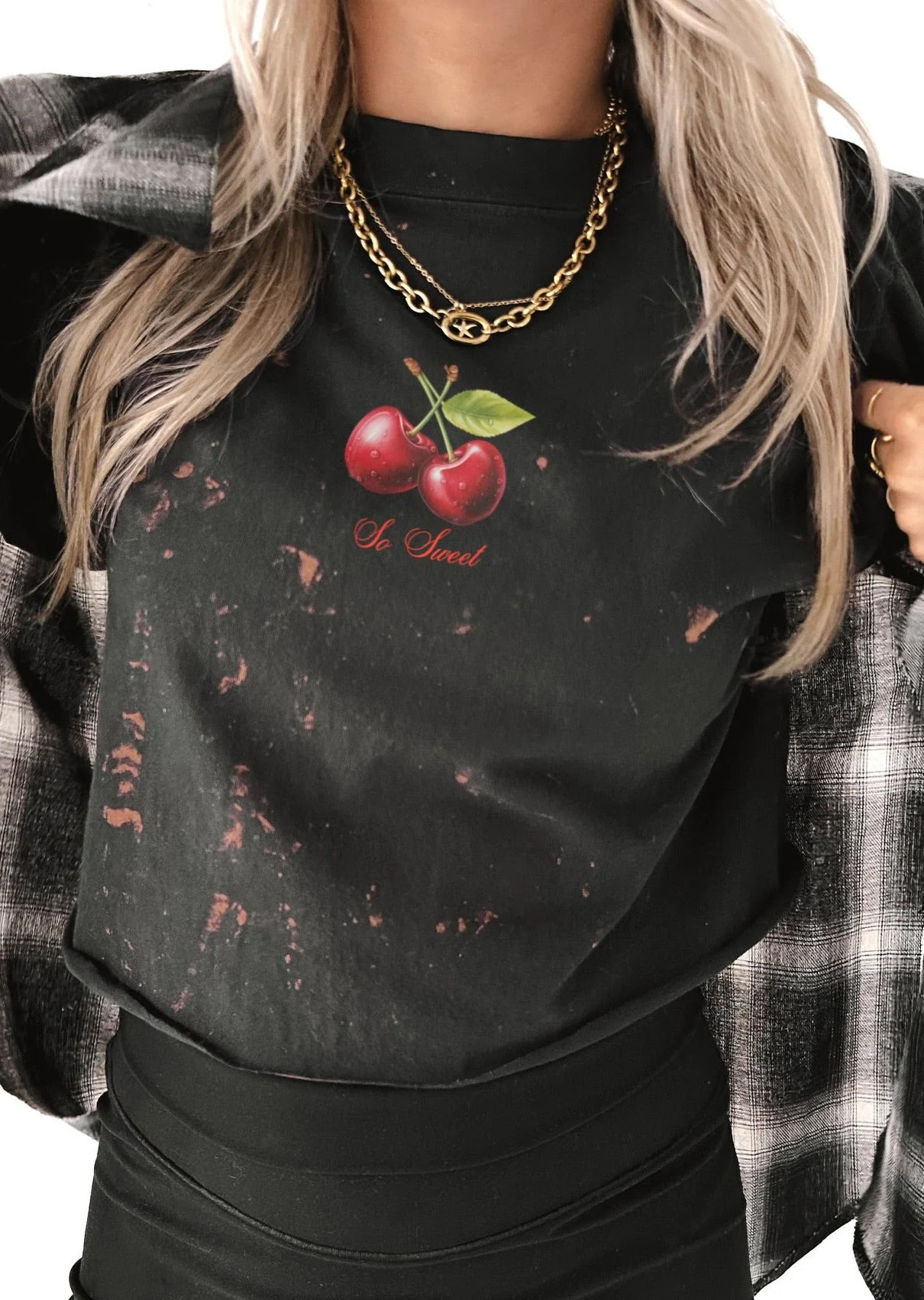 CROPPED SO SWEET BLEACHED OUT GRAPHIC TEE Bleached Black / XXL | Pebby Forevee