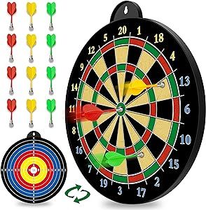 Magnetic Dart Board - 12pcs Magnetic Darts (Red Green Yellow) - Excellent Indoor Game and Party G... | Amazon (US)