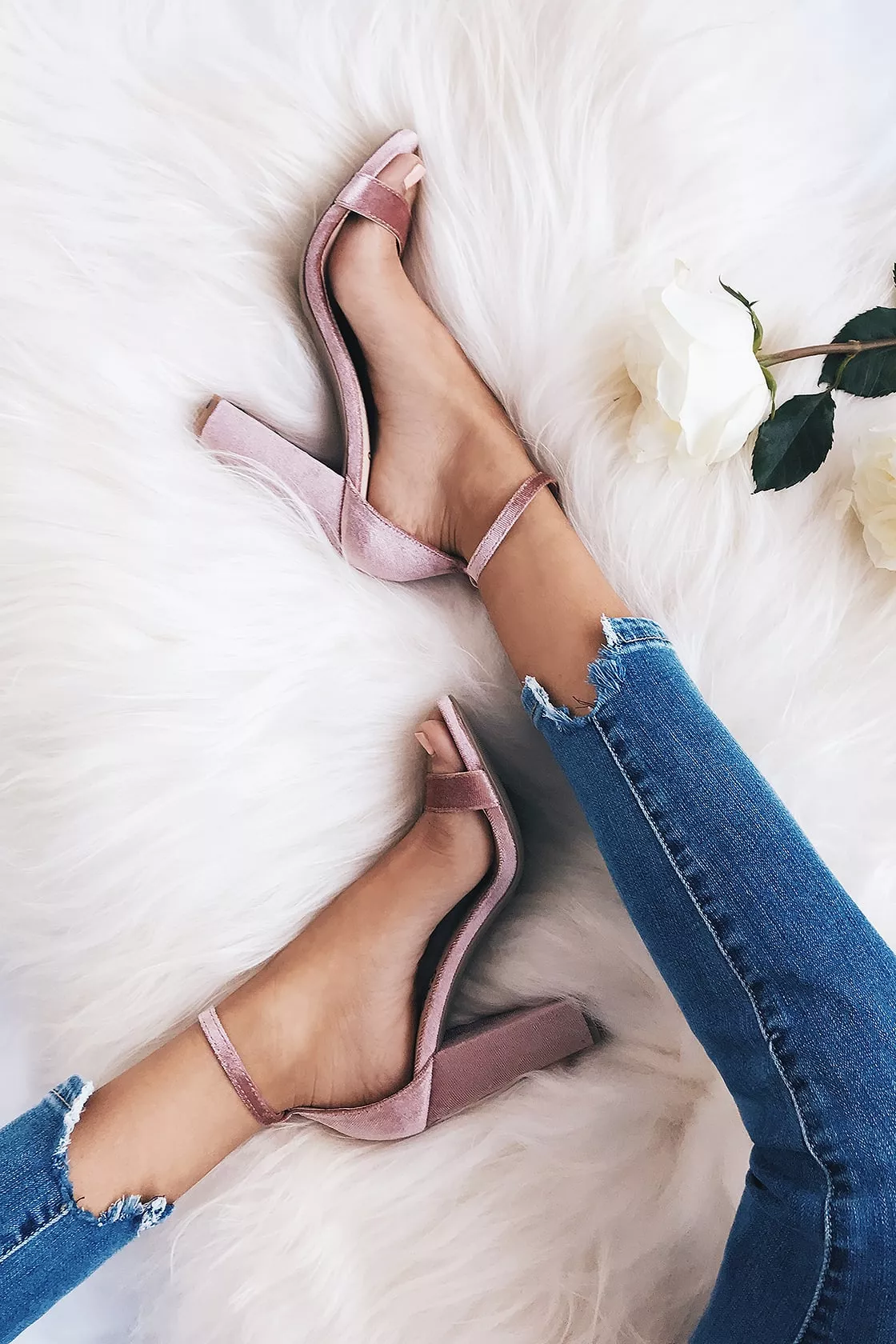 Velvet ankle strap heels hot sale