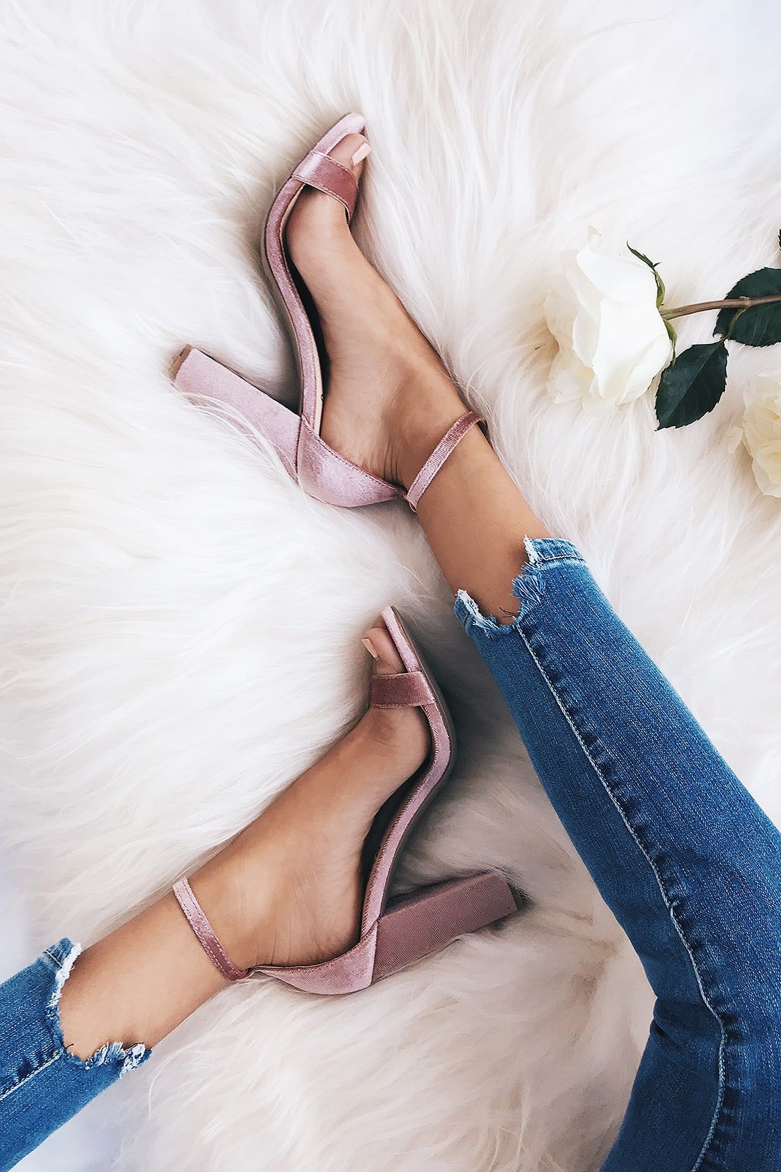 Taylor Mauve Velvet Ankle Strap Heels | Lulus (US)